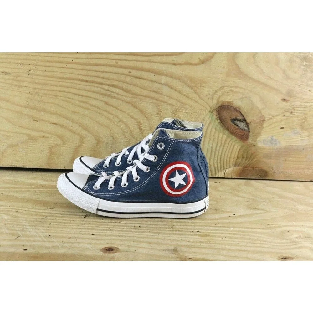 Converse Womens Sneakers Sz 7 Avengers Captain American Blue Custom High Tops